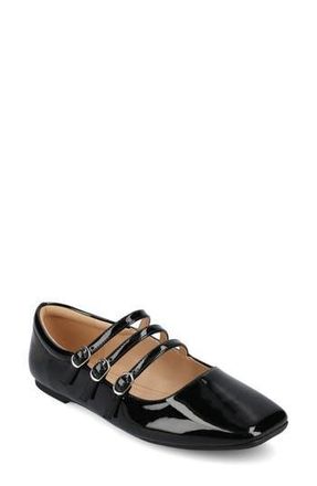 Journee Collection Darlin Multi Strap Mary Jane Flat in Patent/black at Nordstrom Rack, Size 9.5