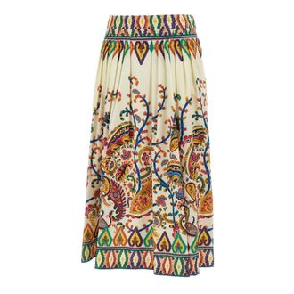 Etro Etro, Midi Skirts, female, Multicolor, Size: M Printed Cotton Poplin Midi Skirt