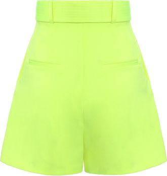 Alex Perry Womens Belted Yellow Shorts Triacetate