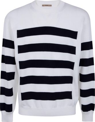 Nuur Two Tone Stripes Crew Neck Sweater