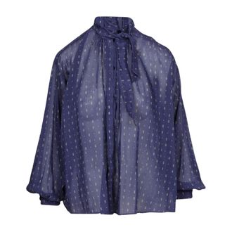 Forte_Forte Overhemden, Dames, Blauw, M, Katoen, Bohemian Blouse