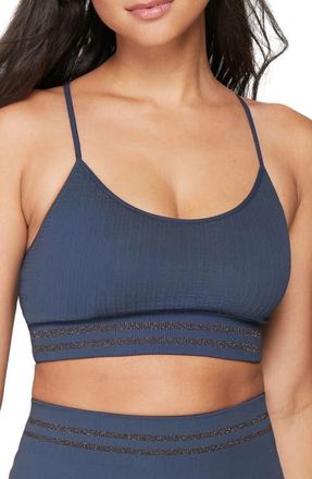 Spiritual Gangster Metallic Rib Sports Bra in Slate at Nordstrom, Size Medium