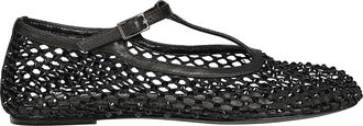 Strategia Rhinestone-Embellished T-Strap Flats With Leather Accents