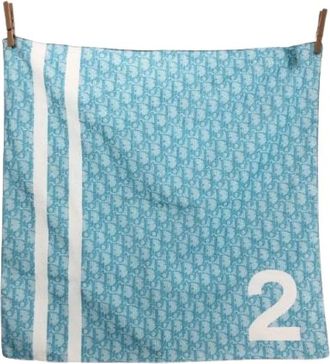 Dior Pre-owned Scarves, female, Blue, Size: ONE SIZE Pre-owned Cotton Scarf