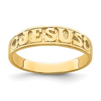 Diamond2Deal 14k Yellow Gold Gold Polished Jesus Hearts Ring