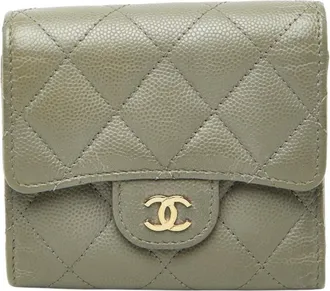 Chanel Gray Grained Calfskin Wallet (Tri-Fold) (Pre-Owned)