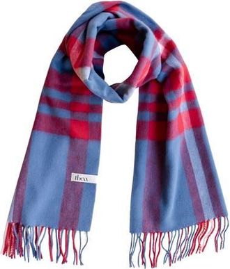 TBCo Lambswool Geomteric Pattern Oversized Scarf in Blue Modern Tartan at Nordstrom, Size Large