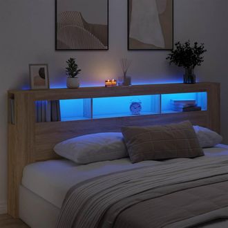vidaXL Cabecero Led Madera Ingenier&iacute;a Roble Sonoma 220x18,5x103,5 Cm Vidaxl