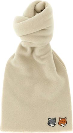 Maison Kitsun&eacute; Double Fox Head Sjaal - Dames - Accessoires - Beige - Maat: ONE Size Wol