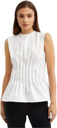 Khaite Witte mouwloze top met decoratieve stiksels - Dames - Tops zonder mouwen - Wit - S - Katoen - Tops