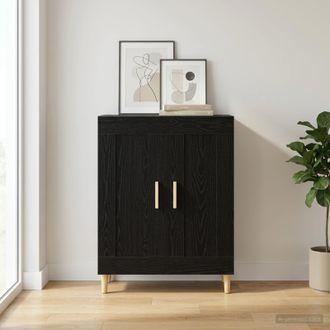 vidaXL Vidaxl Credenza Rovere Nero 69,5 X 34 X 90 Cm Legno