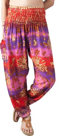Lofbaz Harem Pants for Women Yoga Boho Hippie Clothing Palazzo Bohemian Beach Trousers Maternity Pajama Indian Gypsy Travel Clothes - Tie Dye Purple & Pink S
