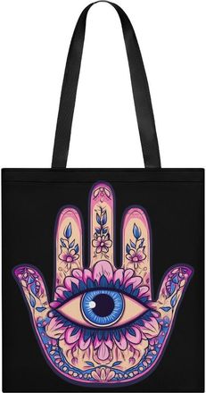 Generic Floral Hamsa Hand Evil Eye Tote Bag for Women Men Shoulder Bags Purses Pouch Handbags