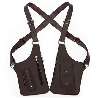 Generic Pufei PU Leather Double Shoulder Armpit Bag Anti-Theft Bag for Men (Brown)