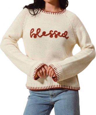 So Me Blessed Blanket Sticth Sweater In Ivory