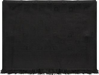 Ferragamo Accessoires, Dames, Zwart, ONE Size, Wol, Zijden en Wollen Sjaal