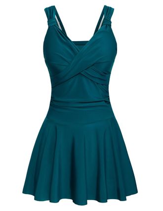 Grace Karin Womens Swimsuits One-Piece Tummy Control Swimsuit Floral Pattern Bathing Dress Push Up Swimwear Peacock Blue S