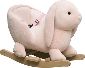 HOMCOM Homcom - Caballito Balanc&iacute;n Para Beb&eacute; De 18-36 Meses Forma De Conejo De Peluche Con Sonido Cintur&oacute;n De Seguridad Manillar Y Reposapi&eacute;s 60x33x50 Cm