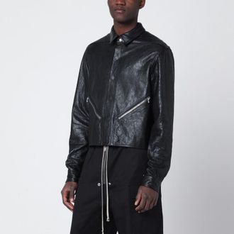 Rick Owens Black cropped leather jacket with zip