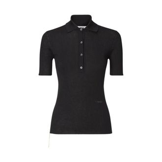 Fendi Polo de Merino Fino en Canal&eacute; - Tops - Mujer - Negro - M