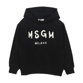 Msgm Hooded Sweatshirt - male - MSGM - Kids Sweatshirts - Black - 10 Y - Kids