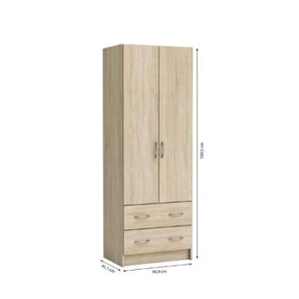 Les Tendances Armadio 2 Ante Battenti Con 2 Cassetti Effetto Rovere 169,5x60,9x41,1 Cm