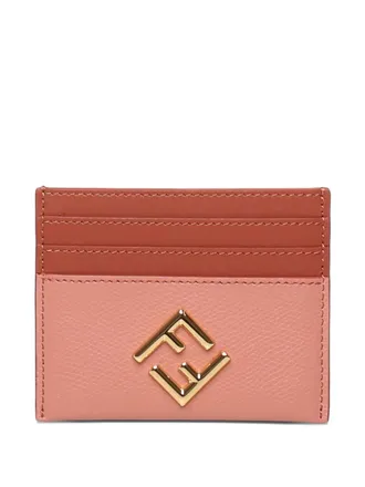 Fendi logo-plaque cardholder - women - Leather - One Size - Pink