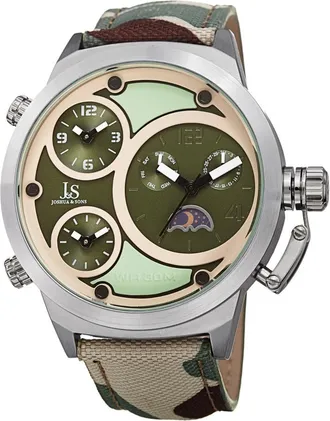 Joshua & Sons Quartz Green Triple Time Zone Dial Mens Watch JX131GN