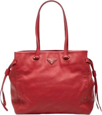 Prada Pre-owned Tote Bags, female, Red, Size: ONE SIZE Pre-owned Leather Tote
