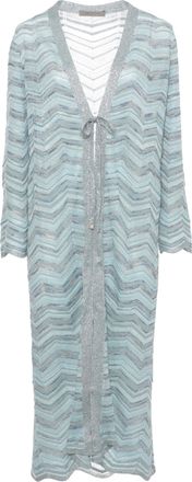 D.exterior Light Blue Chevron Lurex Cardigan