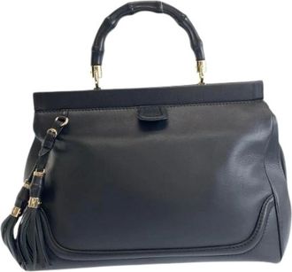 Gucci Pre-owned Handbags, female, Black, Size: ONE SIZE Pre-owned Bamboo Leather Handbag