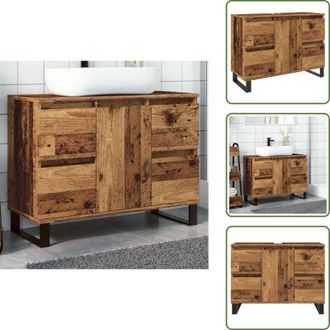 vidaXL Mobile da bagno salvaspazio - vidaXL Mobile da Bagno Legno Antico 80x33x60 cm in Truciolato - Mobile da bagno con piedini in ferro
