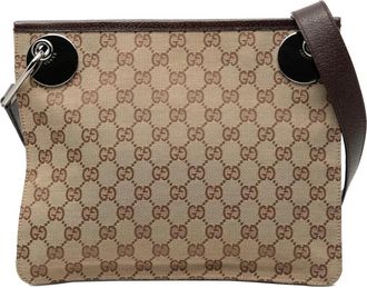 Gucci Pre-owned Vintage GG Monogram Canvas Crossbody Bag - Dames - Vintage Schoudertas - Bruin - ONE Size - Vintage
