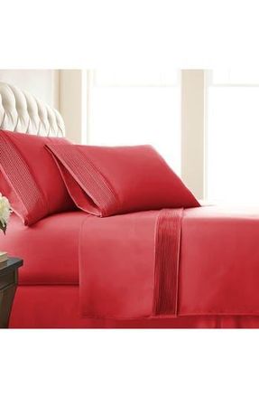 Southshore Fine Linens Premium Collection Pleated Extra Deep Pocket Sheet Set in Chili Pepper at Nordstrom Rack, Size California King