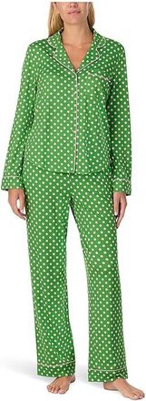Kate Spade New York Cozy Jersey Notch Pajama Set Womens Pajama Sets Green Dot : LG, Polyester/Spandex