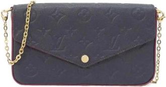 Louis Vuitton Pre-owned Monogram Empreinte Pochette Felicie Shoulder Bag - Dames - Vintage Schoudertas - Blauw - ONE Size - Leer - Vintage