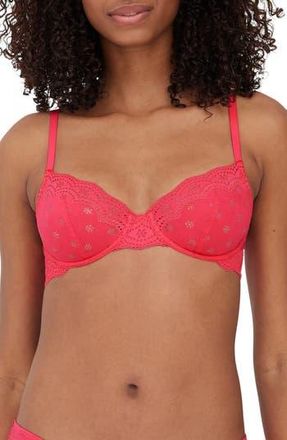 Skarlett Blue Smitten Underwire Eyelet Lace Demi Bra in Hot Pink at Nordstrom Rack, Size 34Ddd