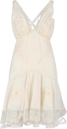 Ermanno Scervino Ivory Cotton Muslin Midi Dress