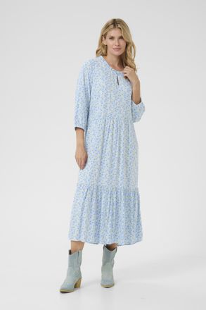 Cream Jurk A-shape Blue Yellow Small Floral blue multi