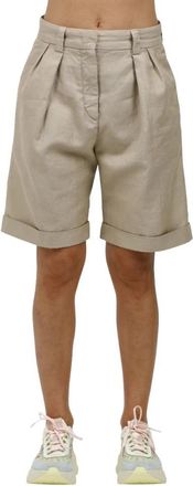 Aspesi Katoenen en linnen Bermuda shorts - Dames - Korte Broeken - Grijs - XS - Katoen - Korte Broeken