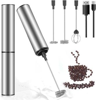 OEM Espumador De Leche El&eacute;ctrico - Mini Batidora - Preparador De Bebidas - Recargable Por Usb - Acero Inoxidable - Plateado