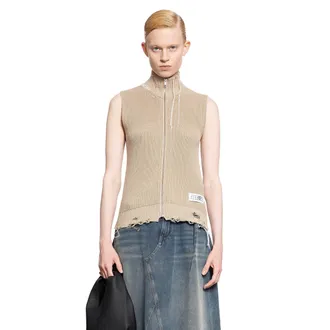 Maison Margiela Distressed Cotton Knit Gilet