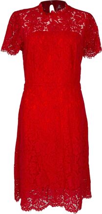 Diane Von F&uuml;rstenberg Diane Von Furstenberg Alma Lace Mini Dress in Red Cotton