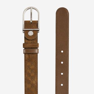 Gucci Reversible GG Suede and Leather Belt - Brown