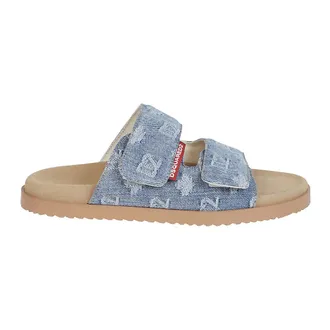 Dsquared2 Sliders, male, Blue, Size: 8 US Monogram Flat Sandals