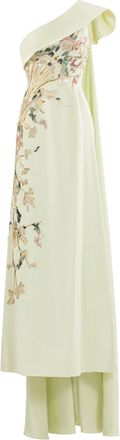 Saiid Kobeisy One Shoulder Embroidered Crepe Dress