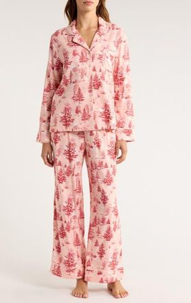 Nordstrom Cozy Cotton Blend Flannel Pajamas in Pink- Red Spruce Toile at Nordstrom, Size X-Large