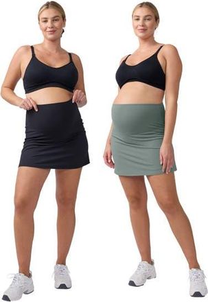 Ingrid & Isabel Active Skort Bundle in Black/sage Green at Nordstrom, Size X-Large