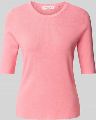 Christian Berg Strickpullover mit geripptem Rundhalsausschnitt in Pink, Größe XXL