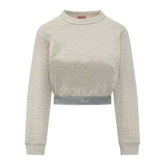 Kenzo Hoodies & sweatvesten, Dames, Grijs, M, Cropped Sweatshirt